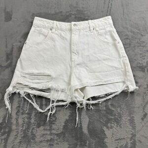 Rollas Womens Jean Shorts Size 27 Dusters Hi Rise Slim White Denim Distressed